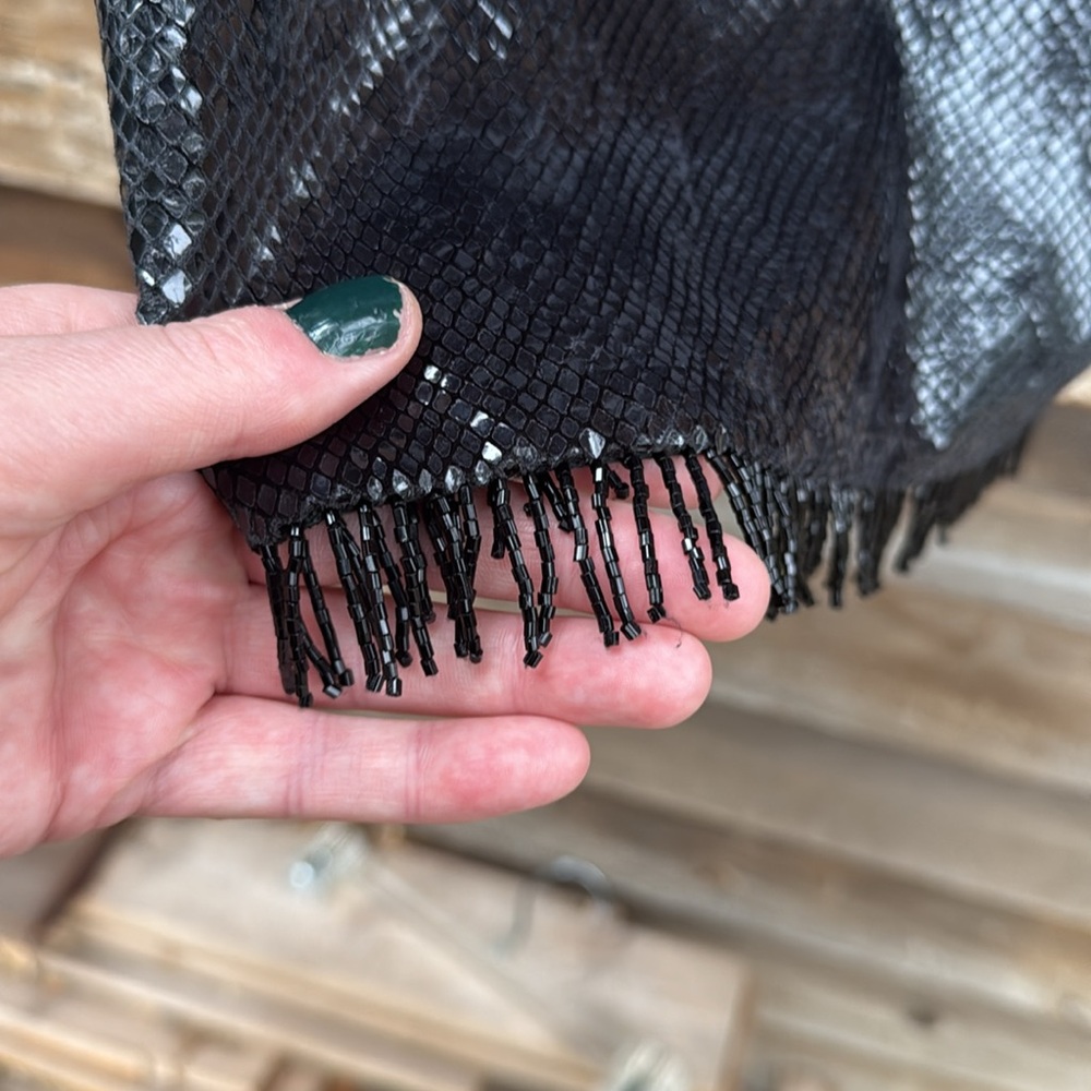 JANINE party vintage Elegant Black Sleeveless Dress asymmetrical mini beaded - Picture 8 of 13